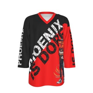 Phoenix Is Dope Sideswipe Black and Red Hockey Jersey